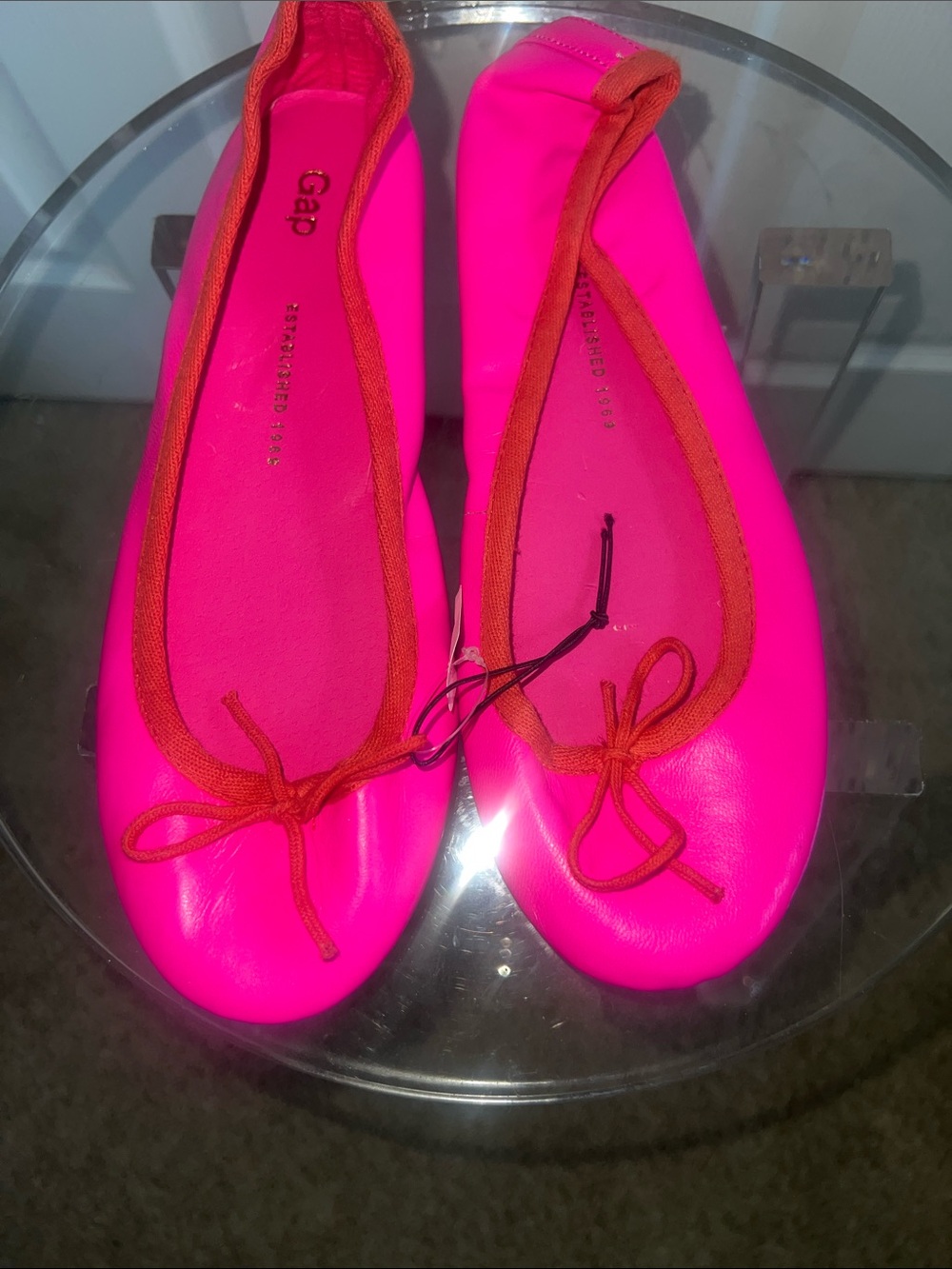 GAP Hot Pink Flats with Orange Trim